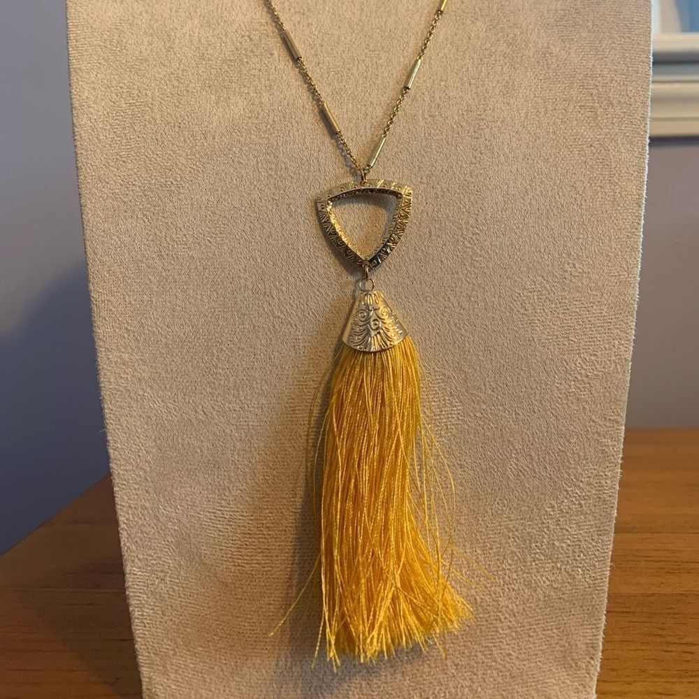 Express boho yellow tassel gold necklace